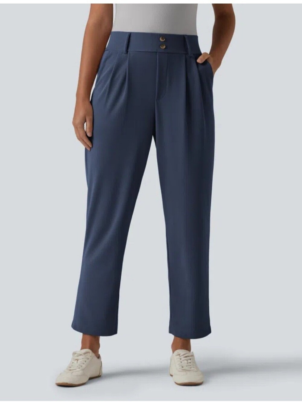 Halara Flex™ L NWT Blue High Waisted Tapered Waffle Work Pants with Pockets